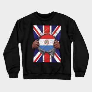 Paraguay Flag Great Britain Flag Ripped - Gift for Paraguayan From Paraguay Crewneck Sweatshirt